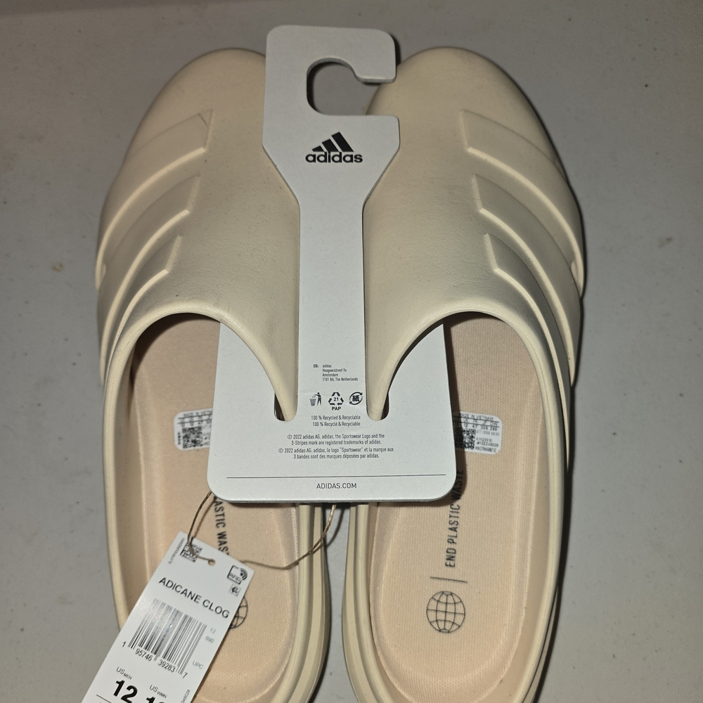 Adidas Adicane Cream Slip-On Clogs Size 12